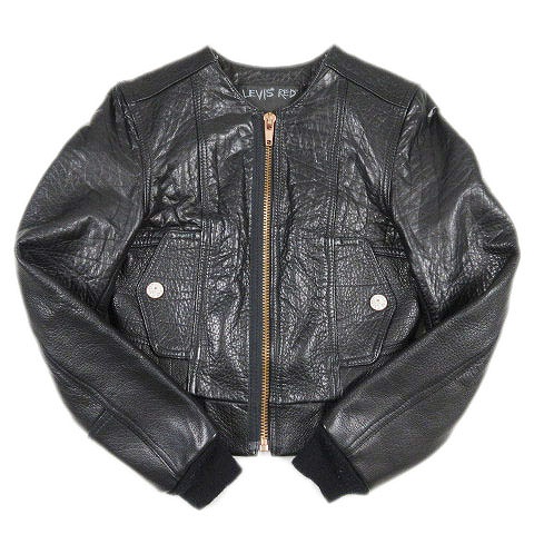 リーバイスレッド Levi S Red ノーカラー シングル ライダース レザー ジャケット 本革 ショート丈 ブルゾン アウター 黒 ブラック メンズ レディース 012 ベクトルパーク
