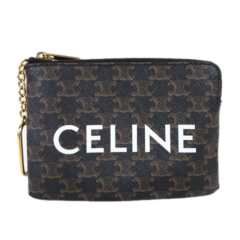 セリーヌ CELINE 20SS フック付き コインケース カード ポーチ トリオンフキャンバス ロゴ プリント 小銭入れ 財布 茶 ブラウン ゴールド /△O40/KM5/レディース メンズ 全日本送料無料 Celine フック付きコイン トリオンフキャンバス / カードポーチ & 長財布