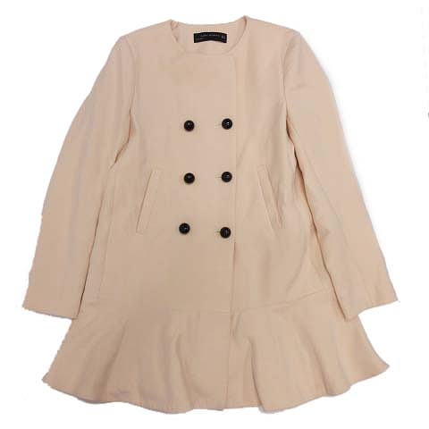 ザラウーマン Zara Woman ノーカラー コート フレア ジャケット ダブルボタン ブルゾン S ベージュ 2bl4 レディース 012 ベクトルパーク