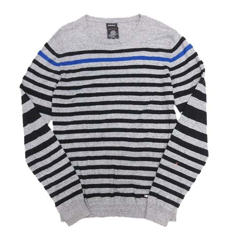 ディーゼル Diesel ボーダー ニット セーター カットソー 長袖 S グレー 黒 7bl4 メンズ 012 ベクトルパーク