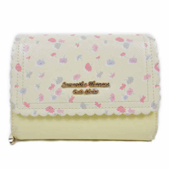 サマンサタバサプチチョイス Samantha Thavasa Petit Choice 付け替えフラップ 二つ折り 財布 ラインストーン フラワー 装飾 ウォレット 花柄 黄 7 レディース 012 ベクトルパーク