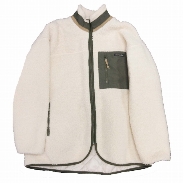 ニコアンド Niko And 19aw 配色 ワイド ボア ブルゾン フリース ジャケット ジャンパー 上着 アウター M アイボリー レディース 012 ベクトルパーク