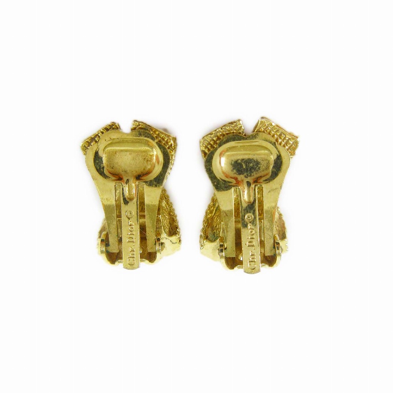 クリスチャンディオール Christian Dior ヴィンテージ イヤリング クロス リボンモチーフ イヤー アクセサリー ゴールド EC9/☆K41 レディース ☆AA★