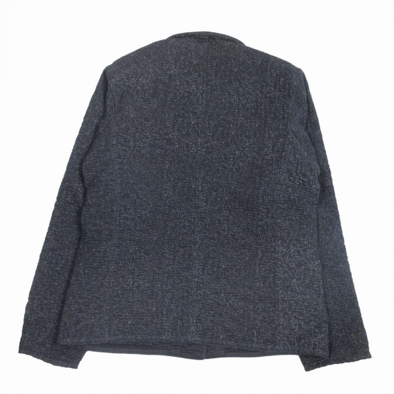 05AW ハート Haat イッセイミヤケ ISSEY MIYAKE ヴィンテージ リバーシブル 刺し子 刺繍 ジャケット モックネック 花柄 総柄 ブルゾン 2WAY 上着 アウター 3 黒 ブラック レディース