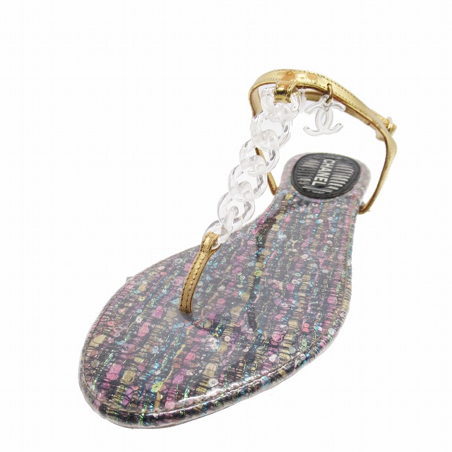 CHANEL ツイードココマーク フラットサンダル