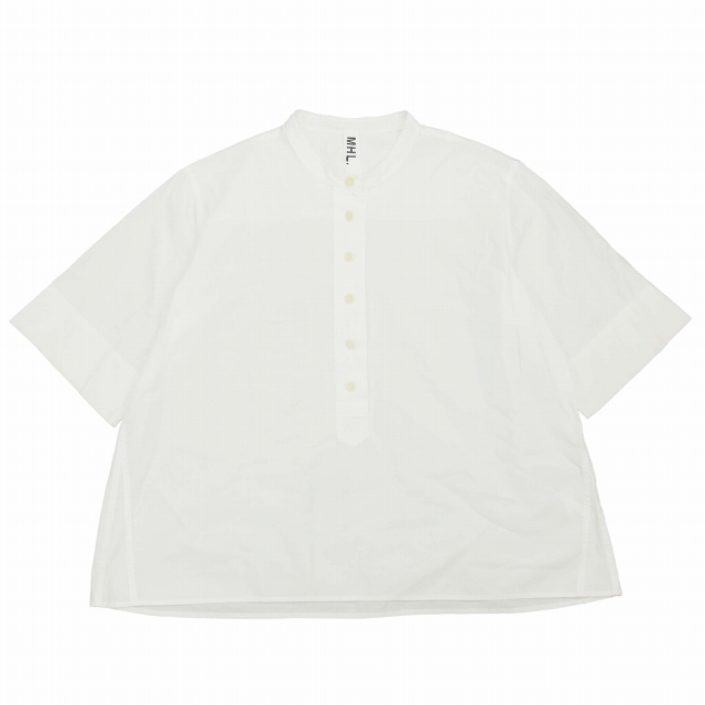 19SS マーガレットハウエル MHL. コットン × リネン バンドカラー プル  