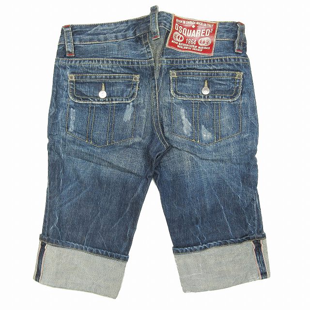 美品 ディースクエアード DSQUARED2 ダメージ加工 ハーフ丈 デニム 