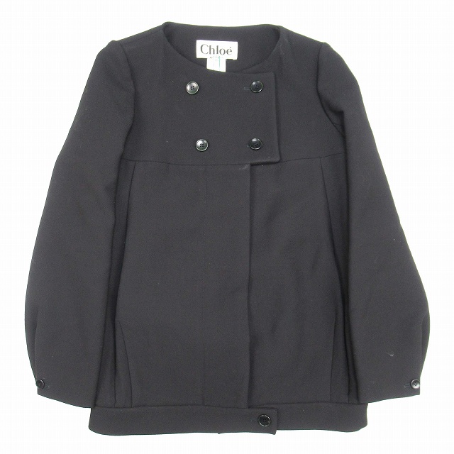 Chloé ノーカラー黒コート 【公式通販】