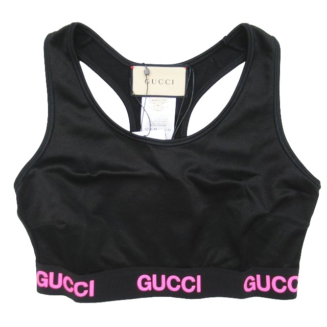 未使用品 グッチ GUCCI Logo Jacquard Crop Top Black pink ロゴ 