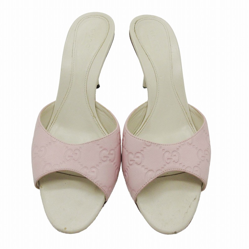 グッチ GUCCI グッチシマ サンダル GGロゴ レザー エンボス 型押し 