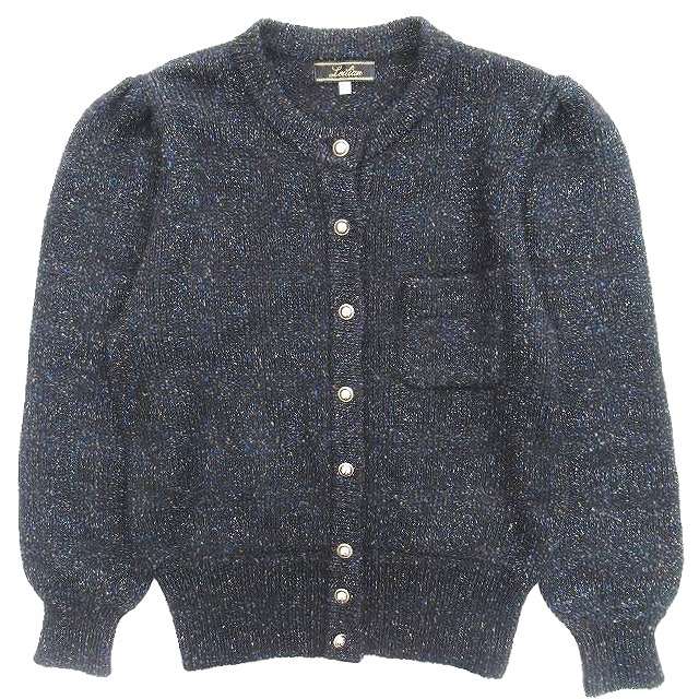 美品 レリアン Leilian 大きいサイズ 13+ ラメ ニット 金ボタン 