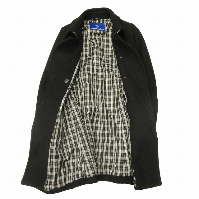 バーバリーブルーレーベル ダブルブレストショートPコート 銀ロゴボタン ブラック バーバリーブルーレーベル ダブルブレストショートPコート 銀