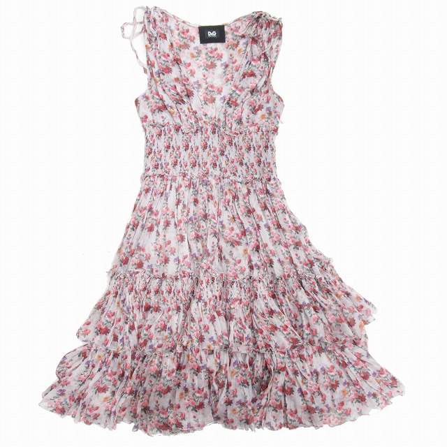 Dolce & Gabbana フローラル柄 シルク ノースリーブ ドレス Dolce & Gabbana フローラル柄 シルク ノースリーブ ドレス
