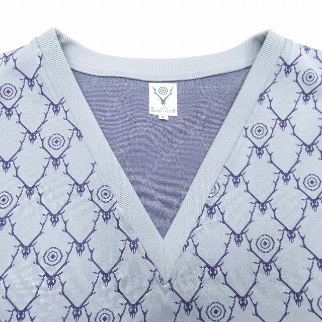 South2West8 ストリングVネックシャツ スカル&ターゲット