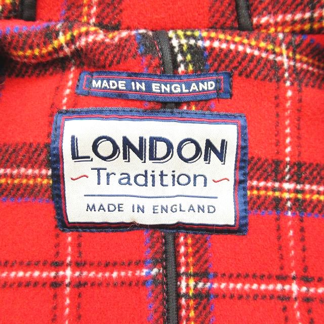 ロンドントラディション ダッフルコート 裏地チェック ウール 赤 レッド M ロンドントラディション ダッフルコート 裏地チェック ウール 赤