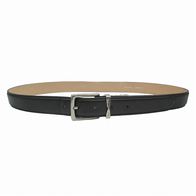 極美品 ポールスミス PAUL SMITH ツイストループロゴ レザー ベルト 