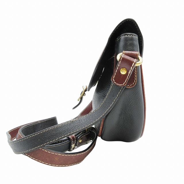 バリー BALLY バイカラー レザー ショルダーバッグ ロゴ プレート  