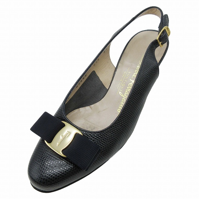 Salvatore Farragamo ITALY製 リザード型押し パンプス