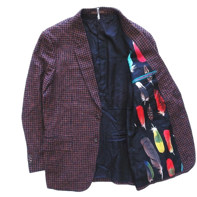美品 17aw ポールスミス PAUL SMITH 裏地 フェザープリント ハウンド 
