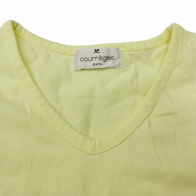 半袖Tシャツ　courreges 美品 クレージュ courreges ロゴ 刺繍 Tシャツ 半袖 Vネック