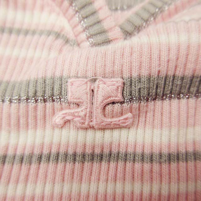 courreges 　クレージュ　ワンポイントロゴ刺繍　半袖ニット　ピンク 中古・古着通販】courreges (クレージュ) ロゴ刺繍半袖ニット