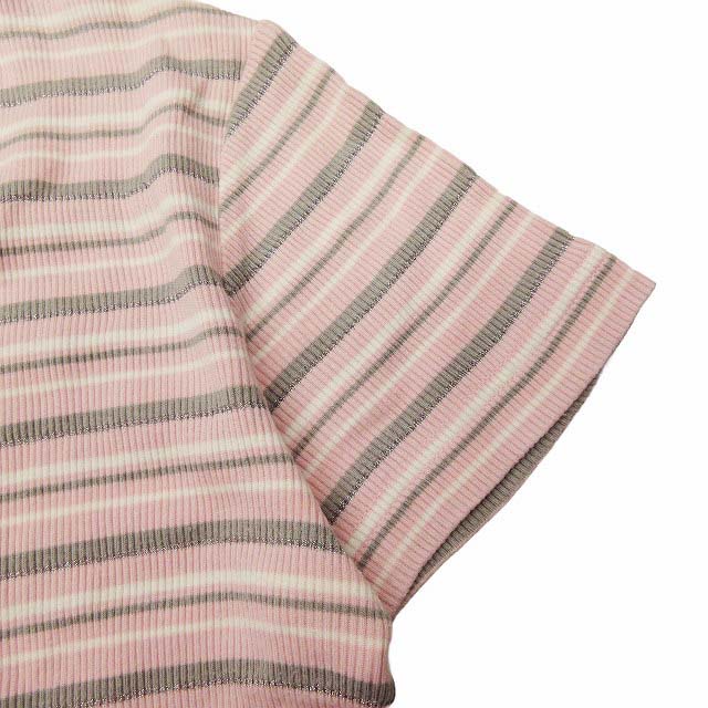 courreges 　クレージュ　ワンポイントロゴ刺繍　半袖ニット　ピンク 中古・古着通販】courreges (クレージュ) ロゴ刺繍半袖ニット