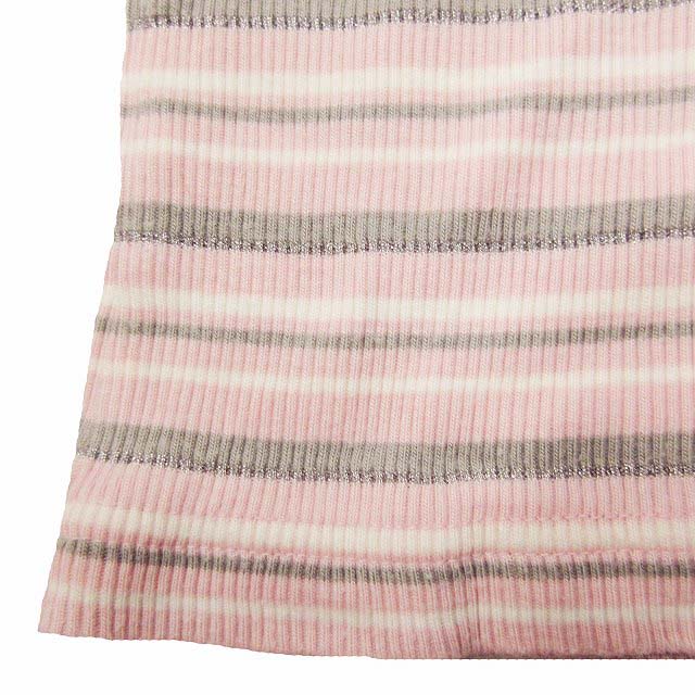 クレージュ courreges ロゴ 刺繍 リブ ニット 半袖 ボーダー