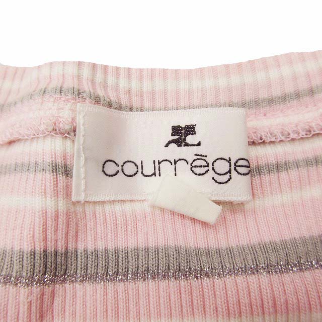 クレージュ courreges ロゴ 刺繍 リブ ニット 半袖 ボーダー