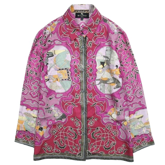 エトロ ETRO 総柄 シルク100％ シャツ ブラウス 長袖 トップス サイズ 
