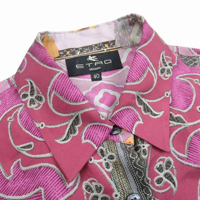 エトロ ETRO 総柄 シルク100％ シャツ ブラウス 長袖 トップス サイズ 