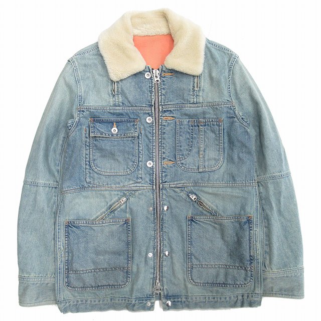 18aw サカイ sacai ボアカラー デニムジャケット ウォッシュ加工  