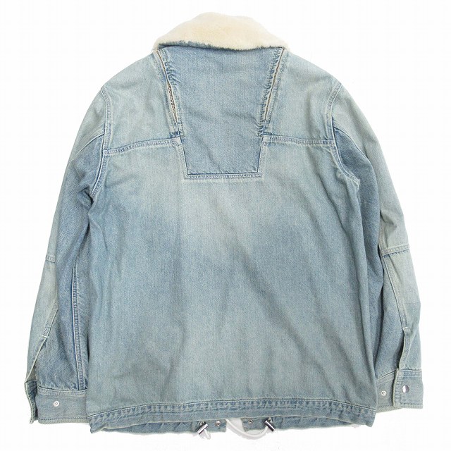 18aw サカイ sacai ボアカラー デニムジャケット ウォッシュ加工  