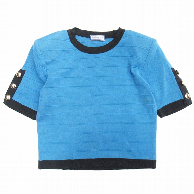 イブサンローラン YvesSaintLaurent 金ボタン バイカラー ニット