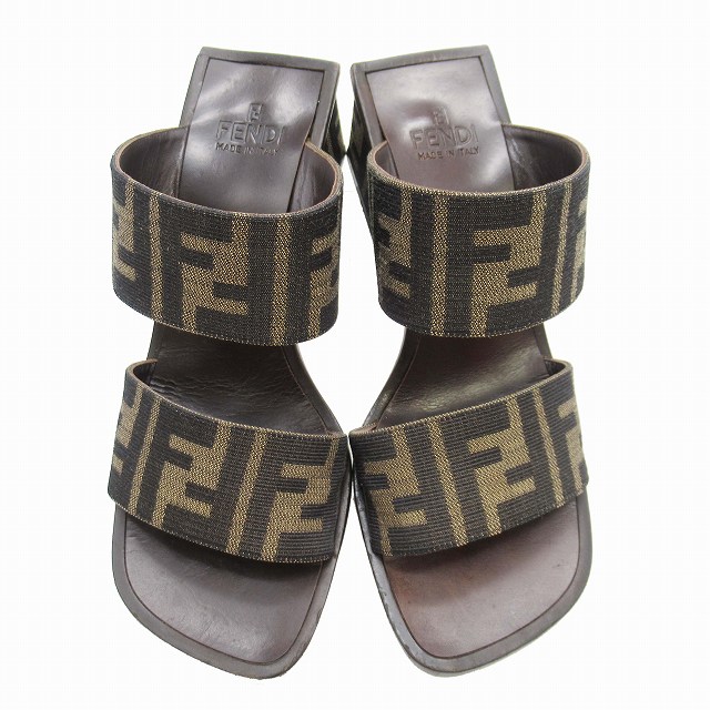 vintage フェンディ FENDI ズッカ柄 サンダル ミュール スクエア  