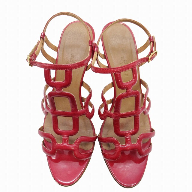 エルメス HERMES シェーヌダンクル エナメル サンダル ストラップ 