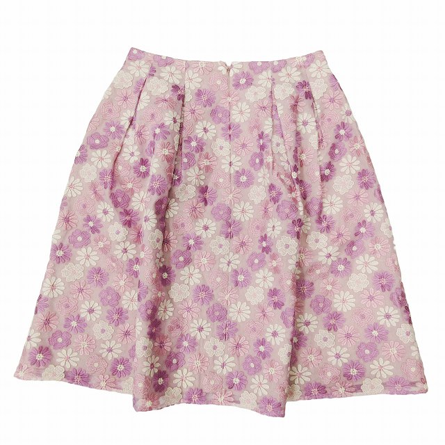 トッカ TOCCA フローラル 花柄 刺繍 フレア スカート ハーフ 膝丈  