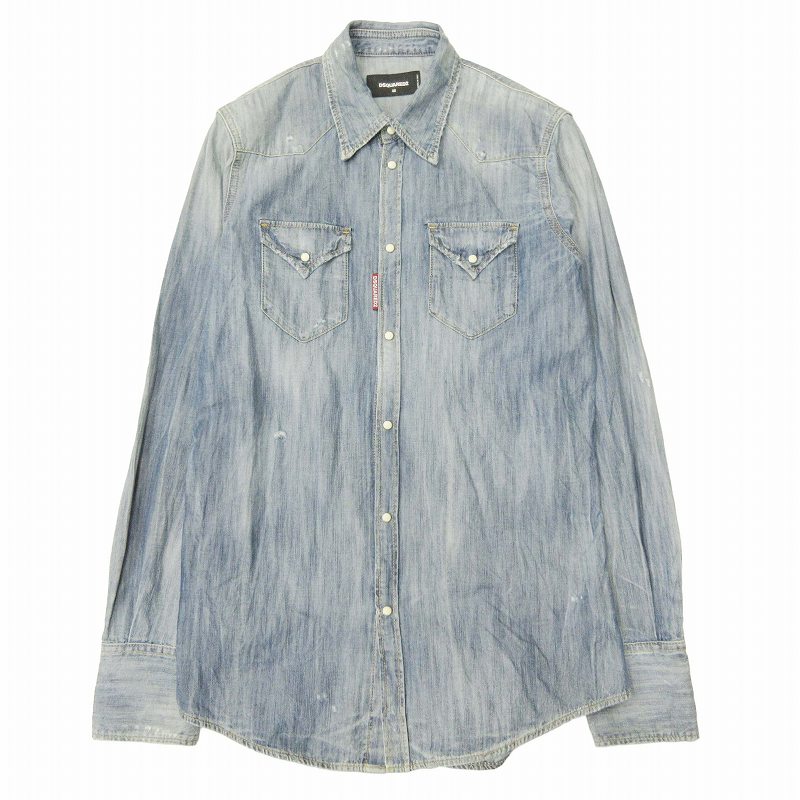 美品 15SS ディースクエアード DSQUARED2 デニム ウエスタン シャツ 