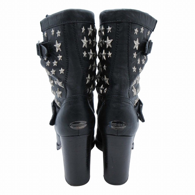 Jimmy Cho (ジミーチュウ) スムースレザー・バイカーブーツ(37)