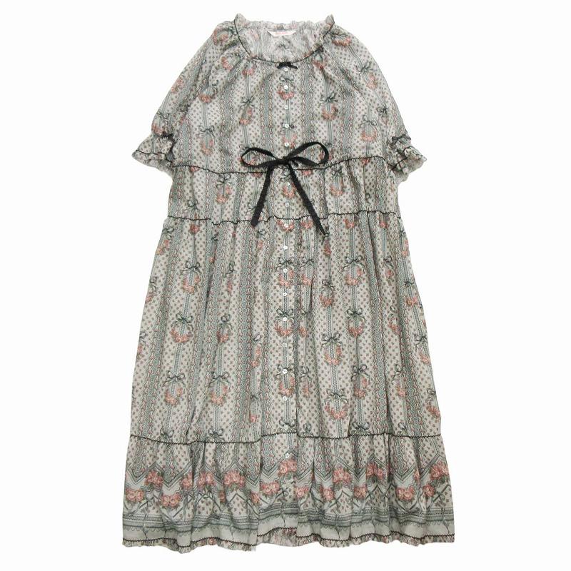 ピンクハウス PINKHOUSE ロングワンピース グレー 半袖 花柄