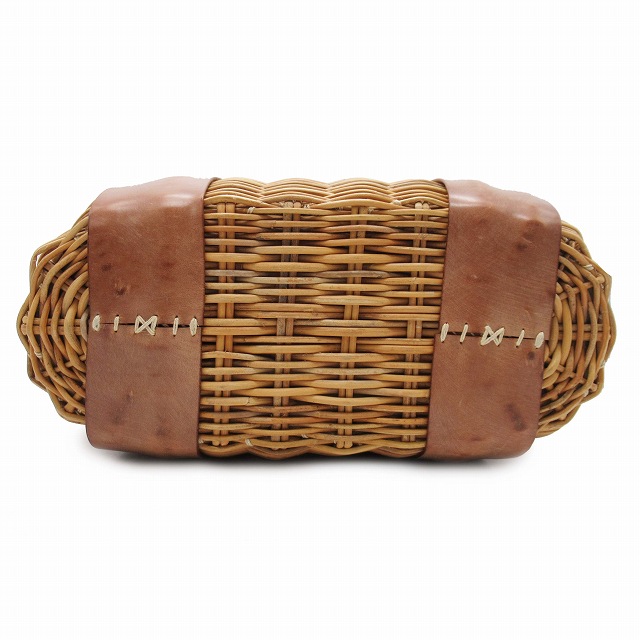 ebagos オイルショルダー紅籐 ブラウン大　カゴバッグ エバゴス　革たっぷり 美品 エバゴス EBAGOS オイルショルダー 紅籐 トート型 ラタン