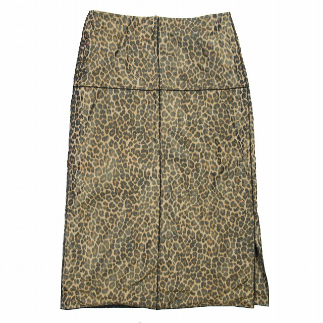 ブラミンク　レオパード柄　スカート 美品 ブラミンク BLAMINK レオパード柄 シャカシャカ素材 ミモレ