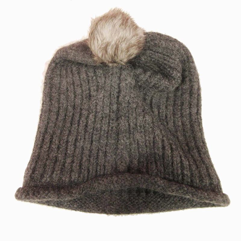 ★新品・タグ付き★アシーナニューヨーク　ニット帽　ベロアリボン　ウール　ベージュ ☆新品・タグ付き☆アシーナニューヨーク ニット帽 ベロアリボン