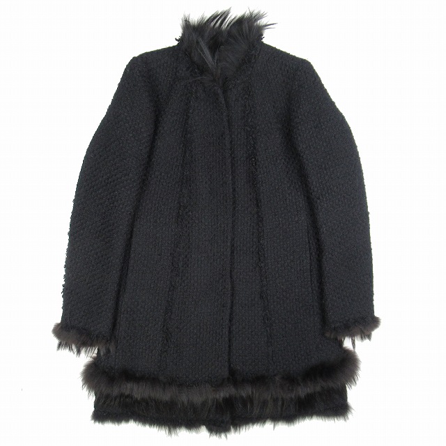 エルマノシェルビーノ ERMANNO SCERVINO ツイード×リアルファー