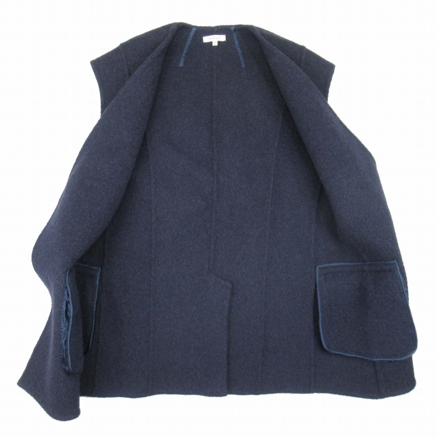 BLAMINK ブラミンク ウール シャツ ジャケットコート 丸襟 ネイビー