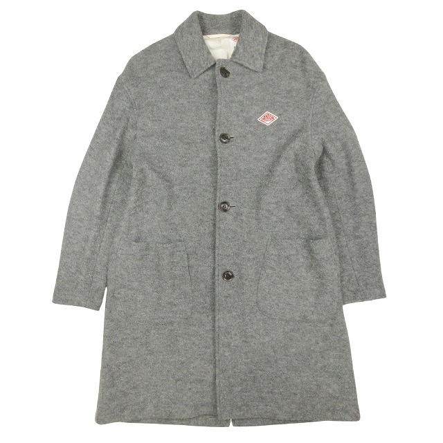 極美品／ダントン ナイロンロングコート ステンカラー ロゴワッペン 薄手 ブルー 極美品／ダントン ナイロンロングコート ステンカラー ロゴワッペン