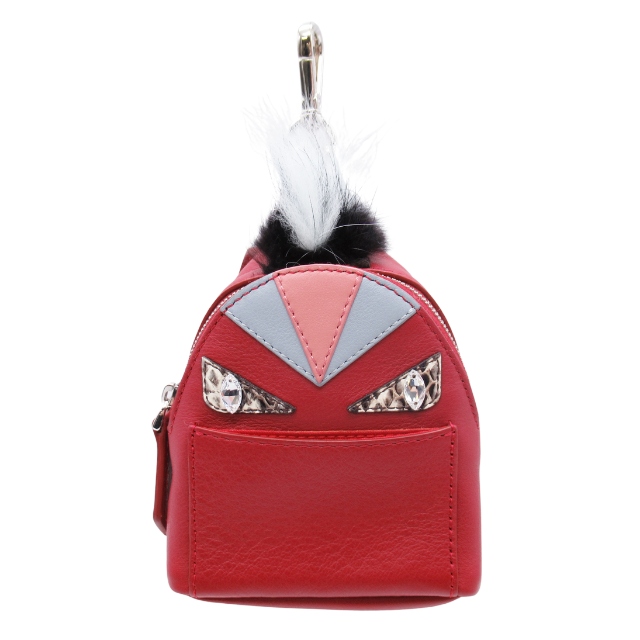 FENDI フェンディ モンスター バグズ リュック チャーム レッド レザー