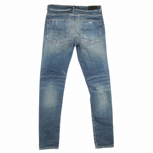 美品 アミリ AMIRI MX1 スキニーデニム 蛇腹 レザー バイカージーンズ
