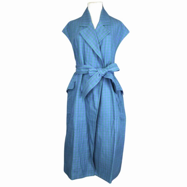 美品 19ss ブラミンク BLAMINK ギンガムチェック ロングジレ コート 美品 19ss ブラミンク BLAMINK ギンガムチェック ロングジレ
