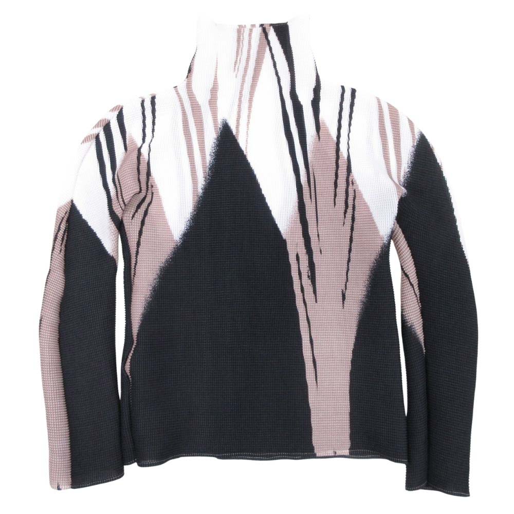 【新品タグ付き】ミーイッセイミヤケ 長袖チェック切替カットソー 20AW ミーイッセイミヤケ me ISSEY MIYAKE 総柄 プリーツ