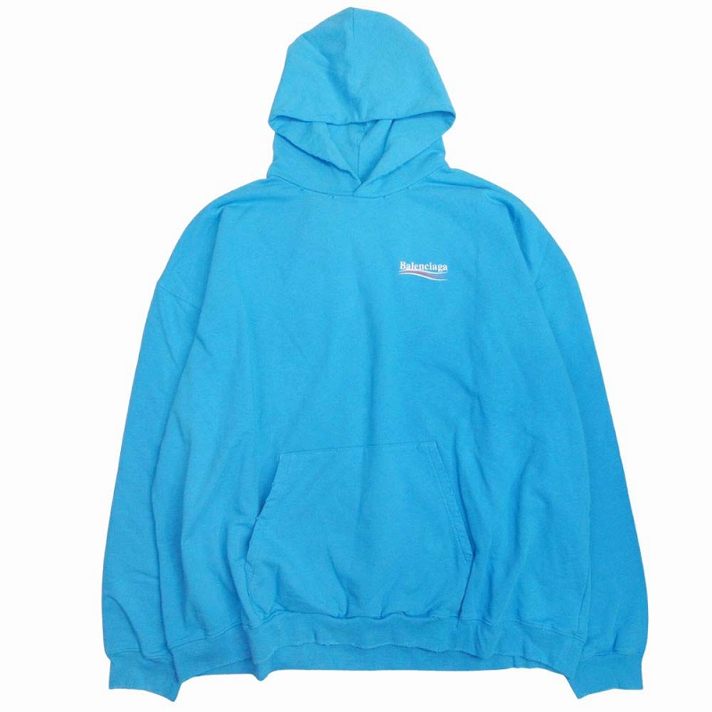BALENCIAGA】キャンペーン ロゴ オーバーサイズ パーカー ブルー M